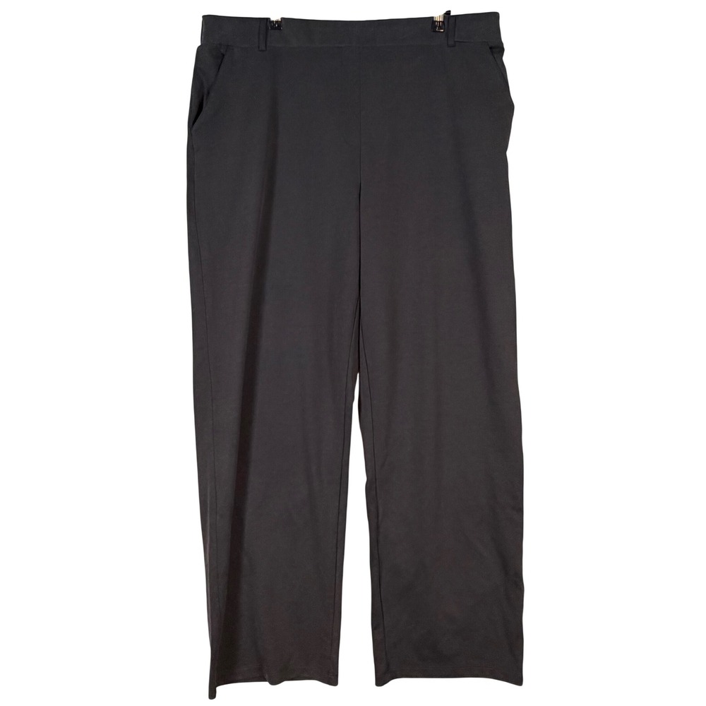 32 Degrees Cool Gray Wide Leg Pants Womens XL Relaxed Elastic Back Twill